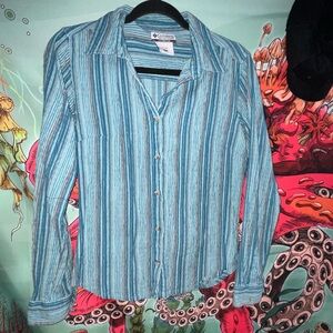 Columbia Blue and Gray Striped Shirt